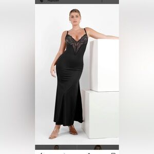 Popilush Elegant Black Lace Maxi Dress